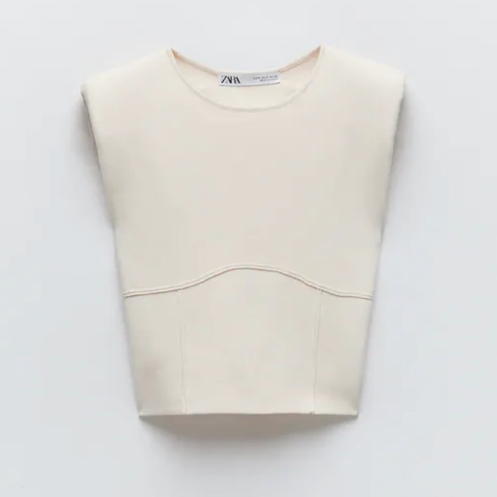 Zara Shoulder Pad Knit Crop Top